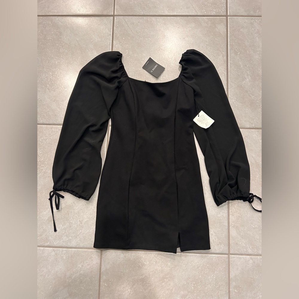 Forever 21 Black Puff-Sleeve Mini Dress